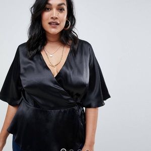 ASOS DESIGN curve satin wrap top.